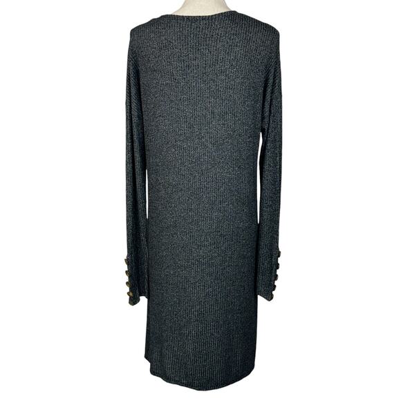 BKE X-Small Long Cardigan Sweater Jacket Pockets Open Front Stretch Black Marled - Picture 5 of 9
